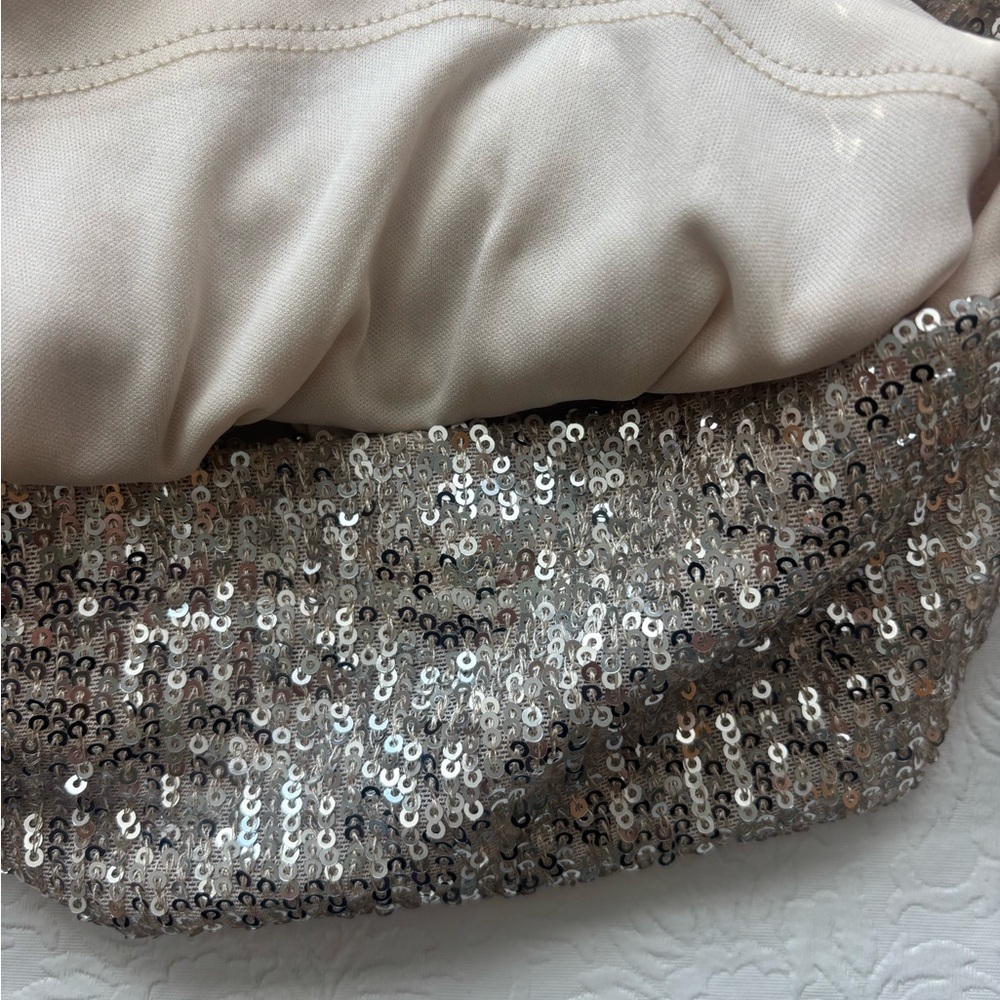 Boston Proper Gold Sequin Wide-Leg Pants, Size Large - Picture 9 of 12